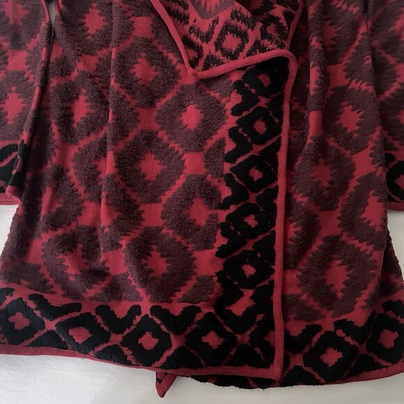 Lucky Brand Southwest Aztec Yellowstone Red Waterfall Cardigan Sweater Medium - Picture 6 of 13